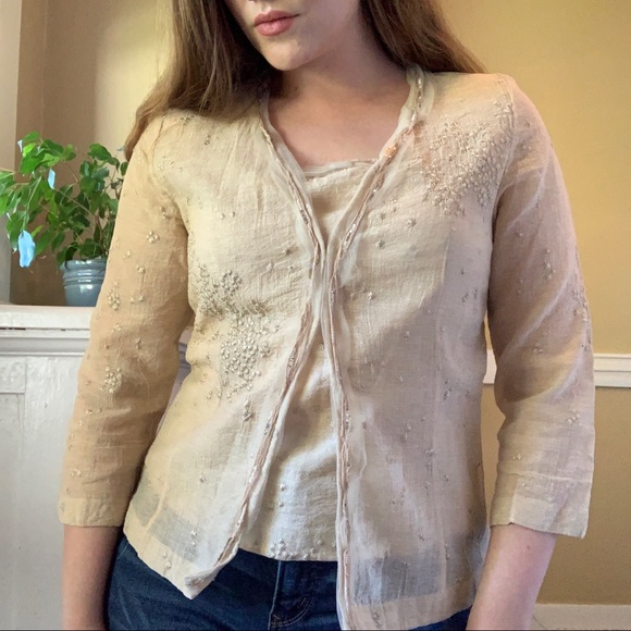 Vintage embroidered cardigan with lace and beading - Picture 2 of 2
